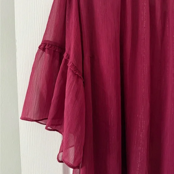 LC Lauren Conrad Maroon Shimmery Sheer Lined Blouse 🔮 Size 3X 🔮 NEW WITH TAGS - Picture 2 of 7